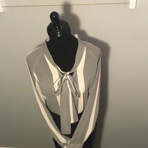Loft Striped “Pussy Bow” Blouse